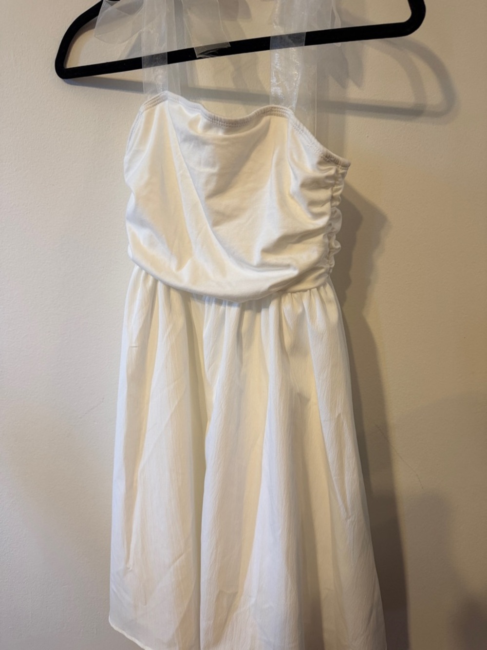 White Tulle Strap Girls' Party Dress